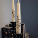 Ivory Beeswax Taper Candles – Hand-Decorated Set of 2