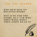 Dedication written for readers with a feather and ink bottle illustration on a textured background.